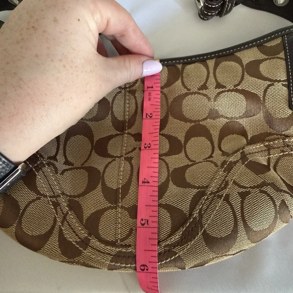 Vintage Coach Signature Jacquard Small Soho Hobo Bag Brown Tan Leather Y2K Purse